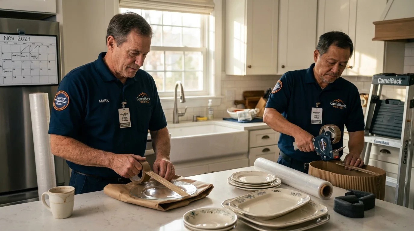 Professional crew packing kitchen dishware in Victorville, CA